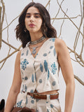 Vara By Vishudh Women Off White Hip Length OverTops - Off White - Image 1