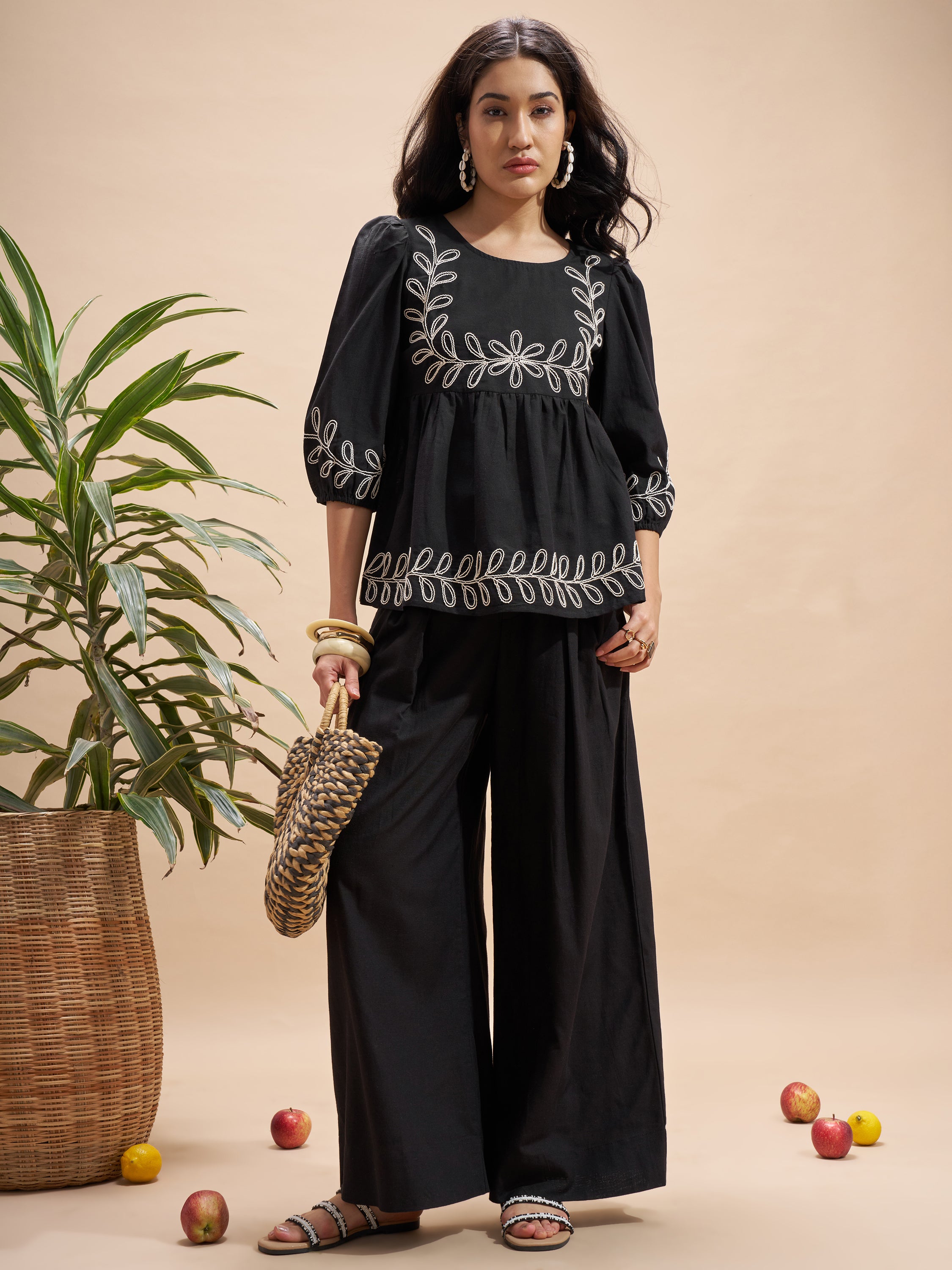 Vara By Vishudh Women Black Embroidered Top - Black - Image 2