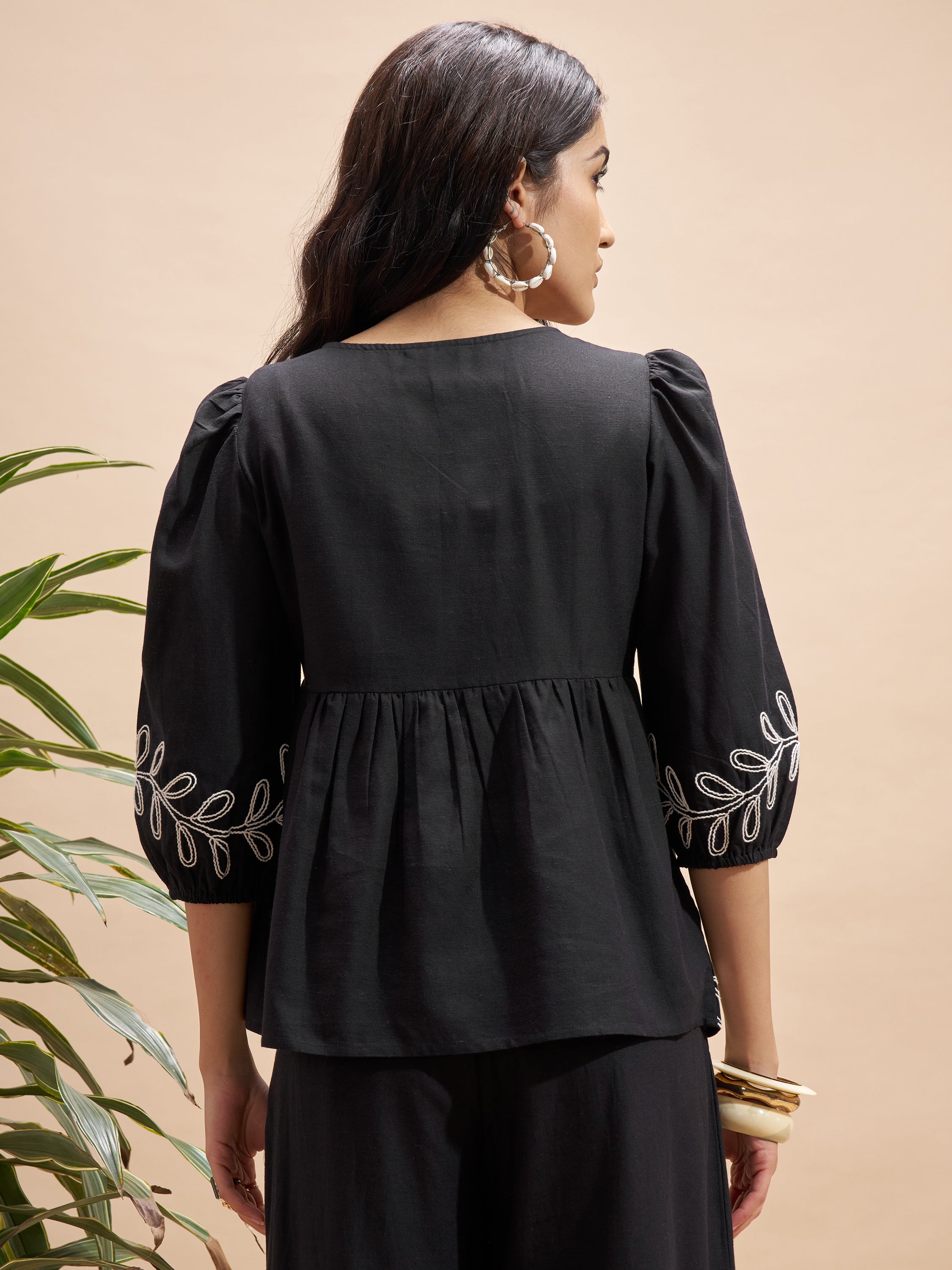Vara By Vishudh Women Black Embroidered Top - Black - Image 3