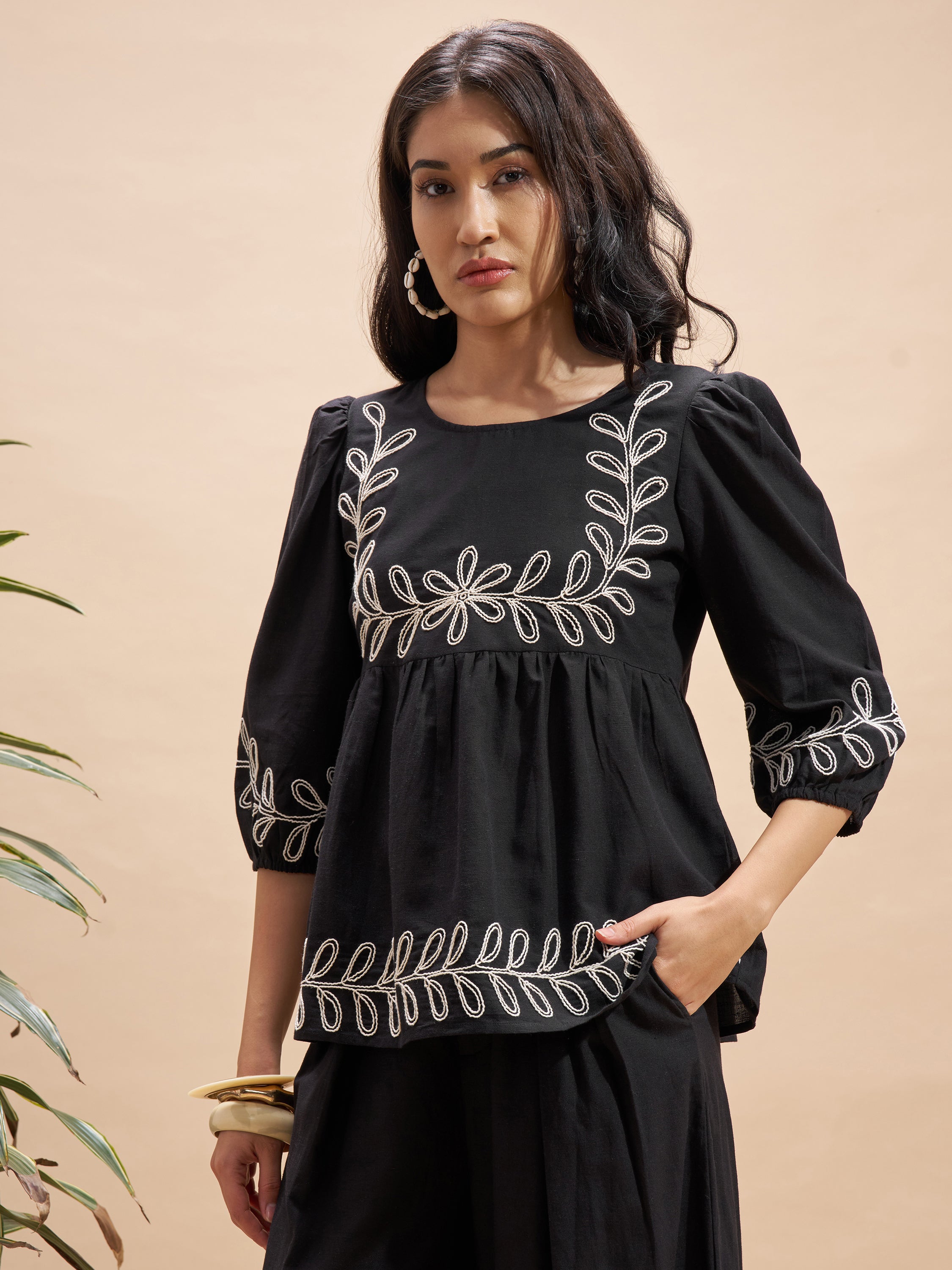 Vara By Vishudh Women Black Embroidered Top - Black - Image 4