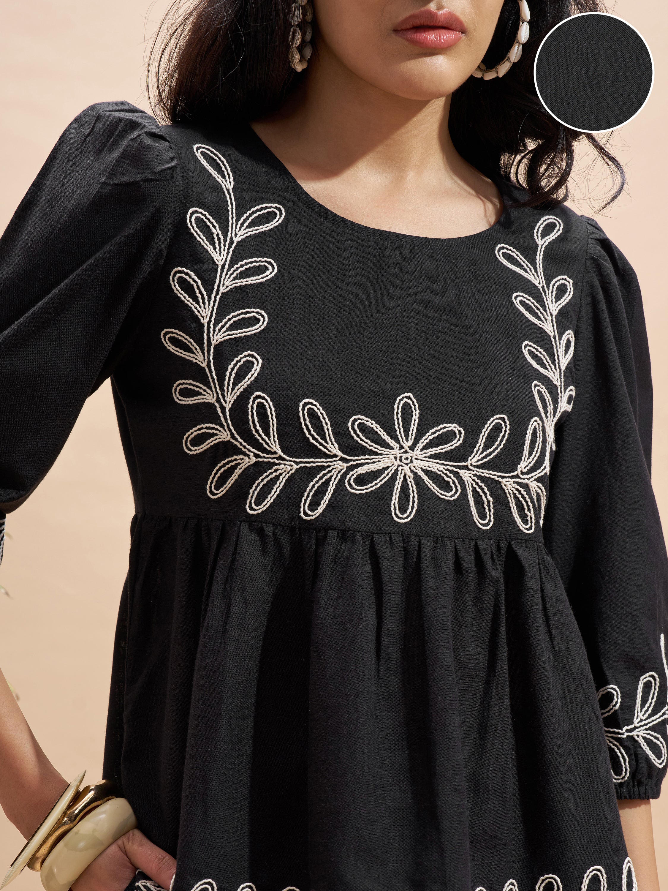 Vara By Vishudh Women Black Embroidered Top - Black - Image 5