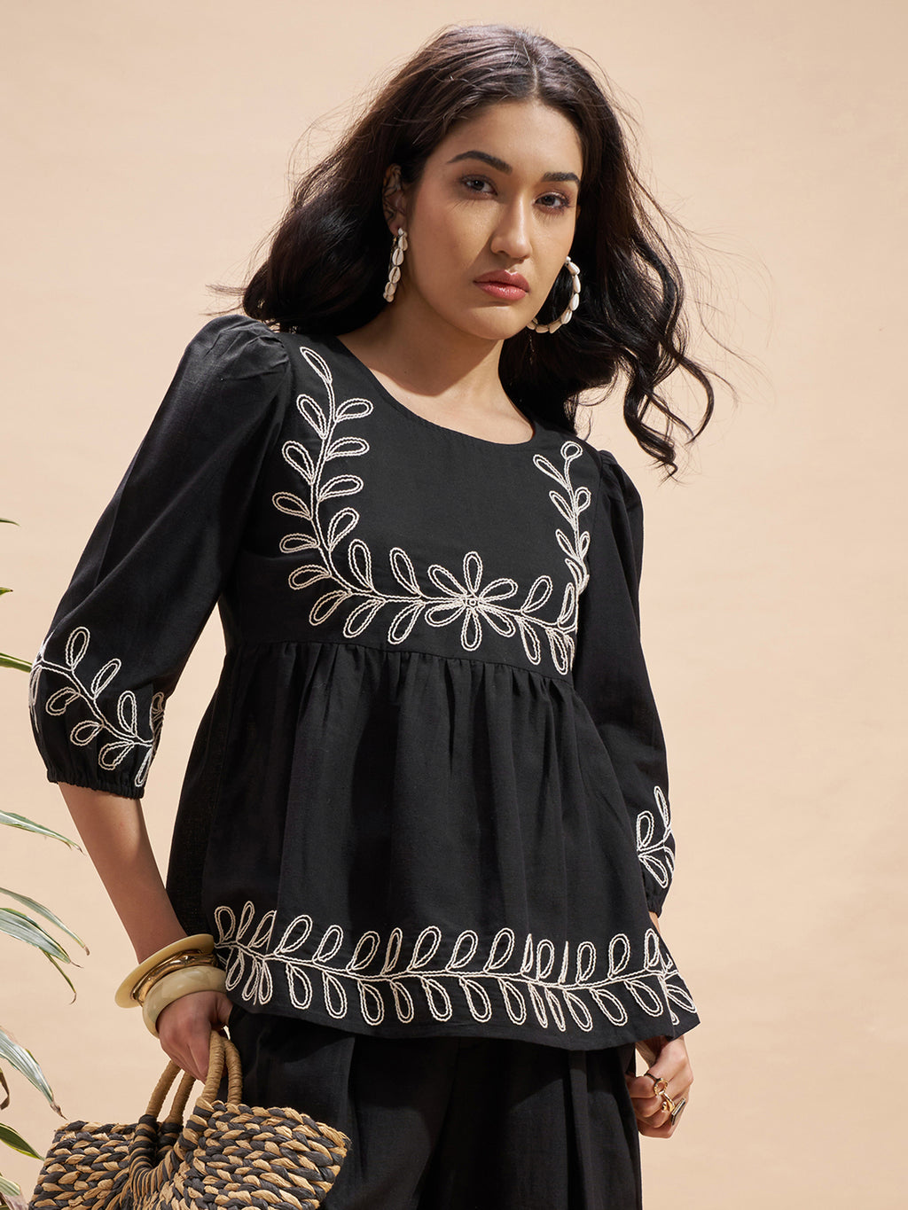 Vara By Vishudh Women Black Embroidered Top - Black - Image 6