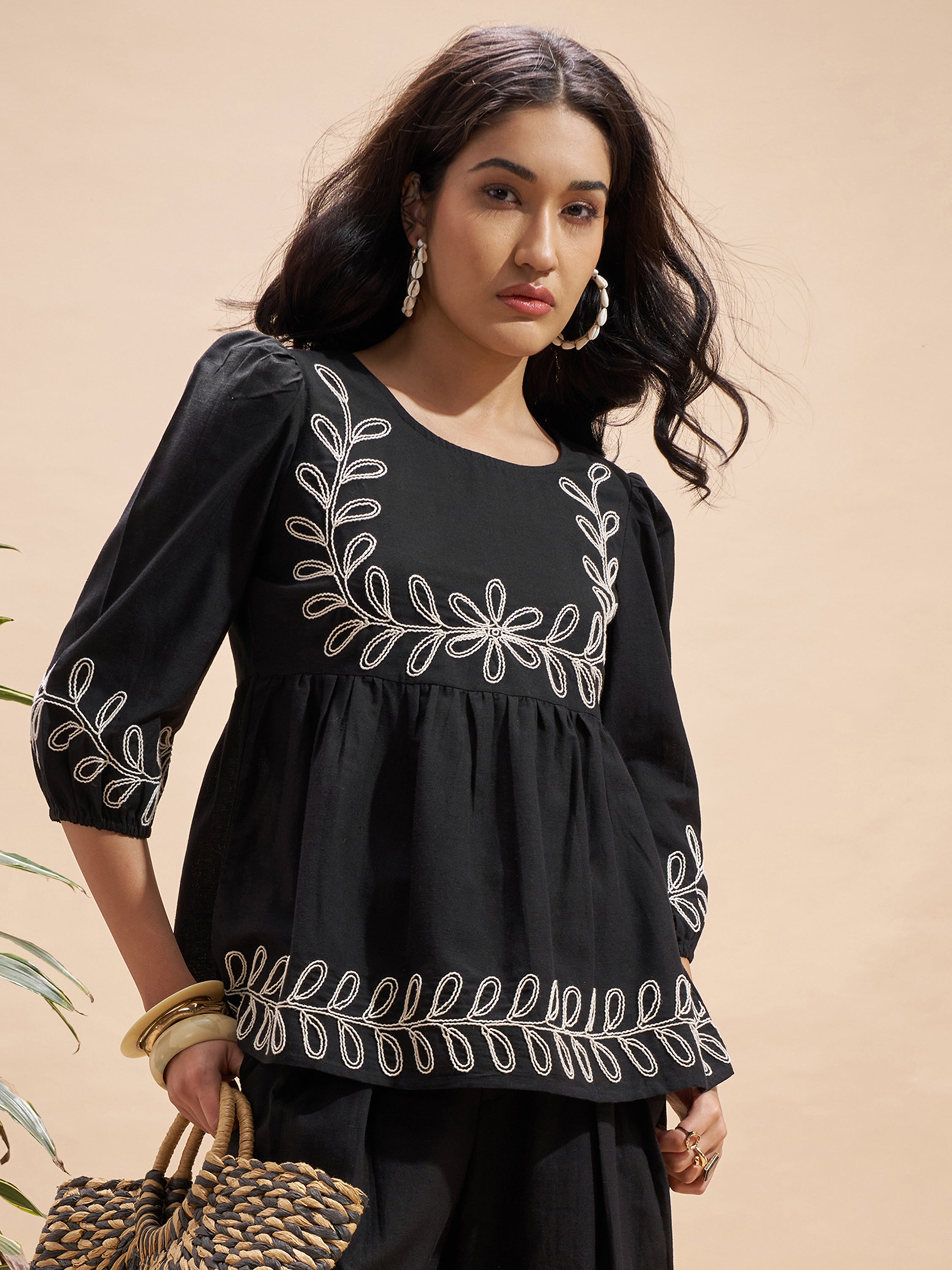 Vara By Vishudh Women Black Embroidered Top - Black - Image 6