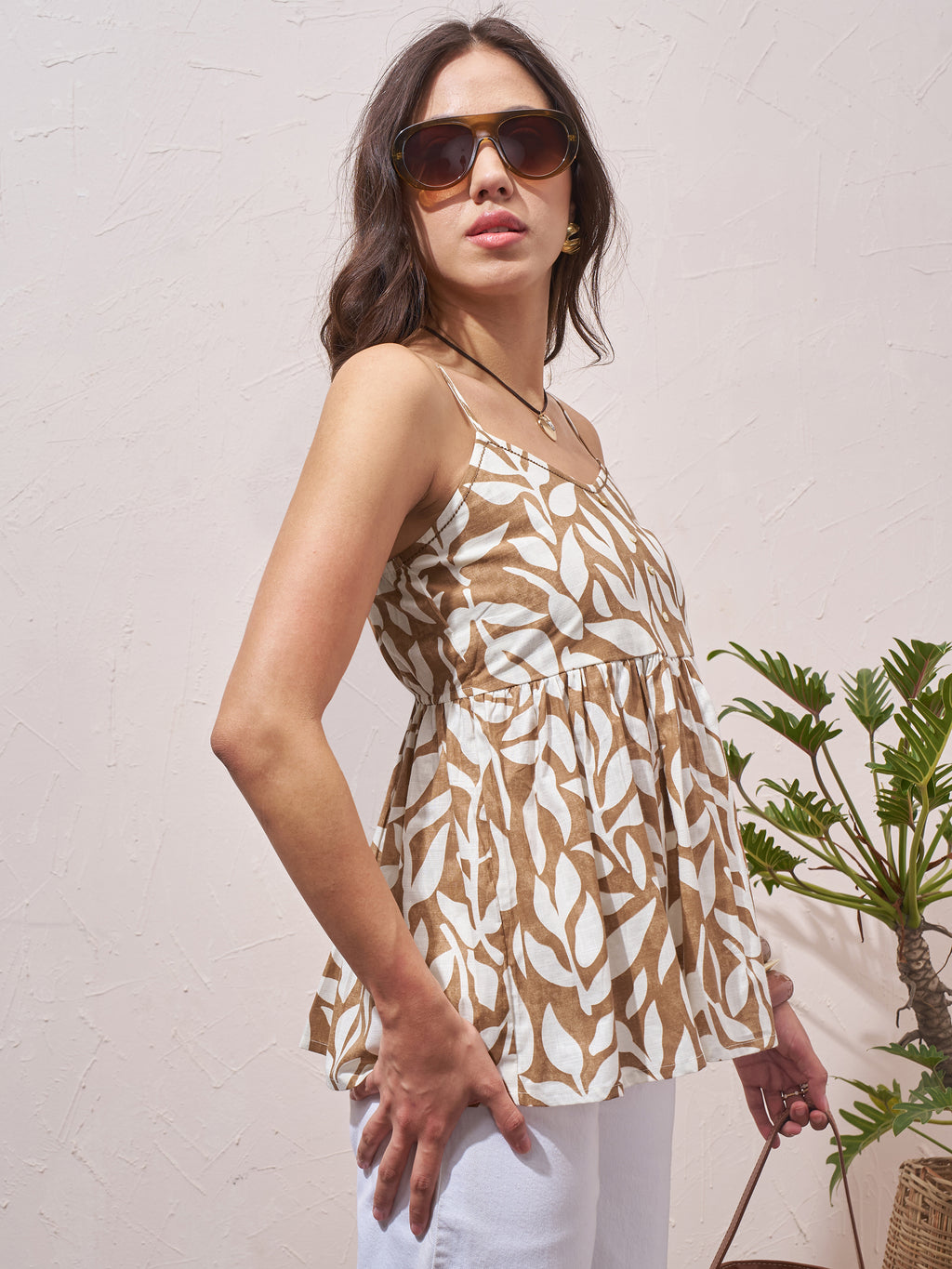 Vara By Vishudh Womens Brown Printed Regular Top - Brown - Image 6