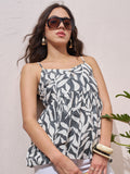 Vara By Vishudh Womens Navy Blue Printed Regular Top - Navy Blue - Image 1