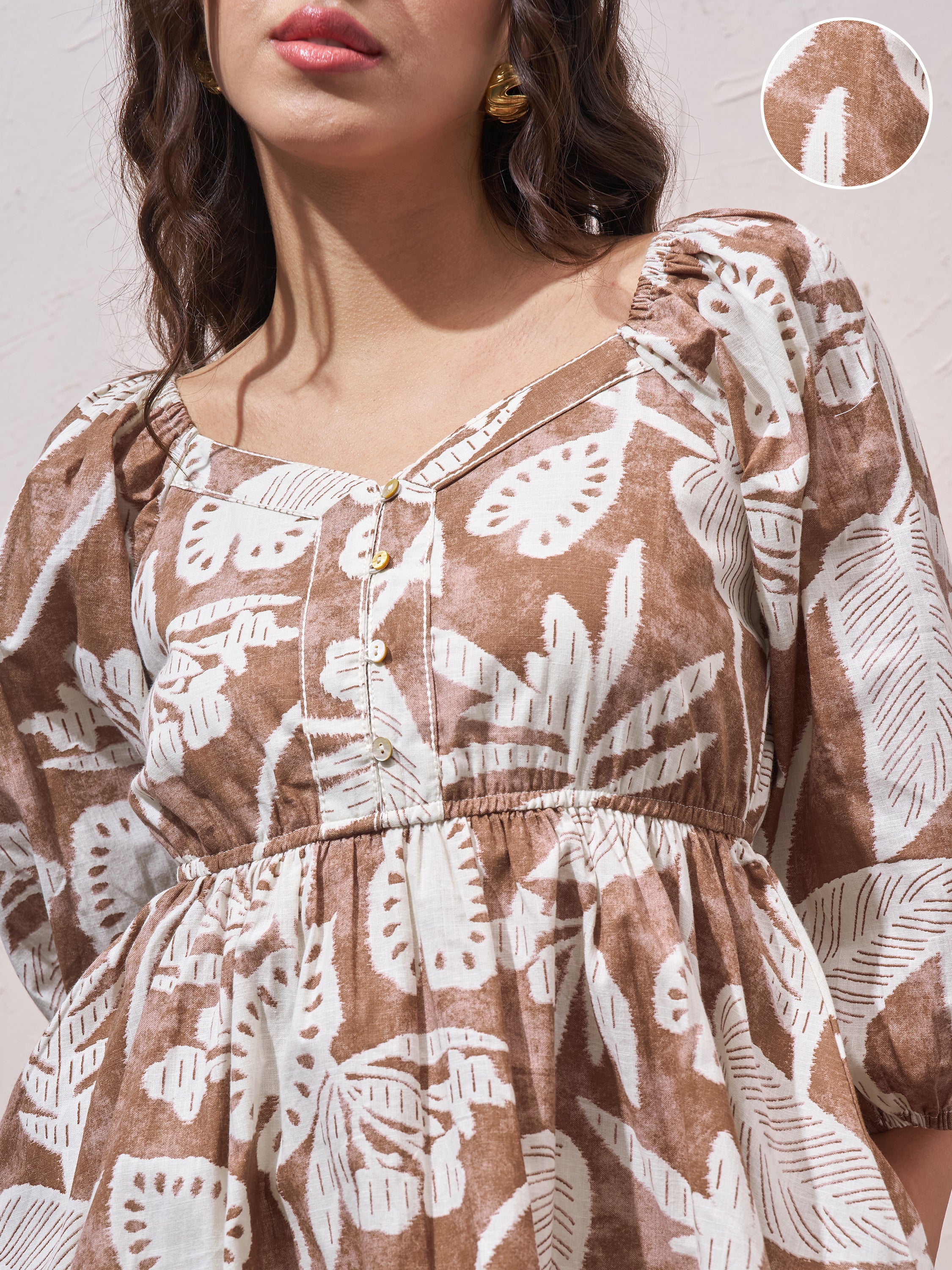 Vara By Vishudh Womens Brown Printed Regular Top - Brown - Image 5