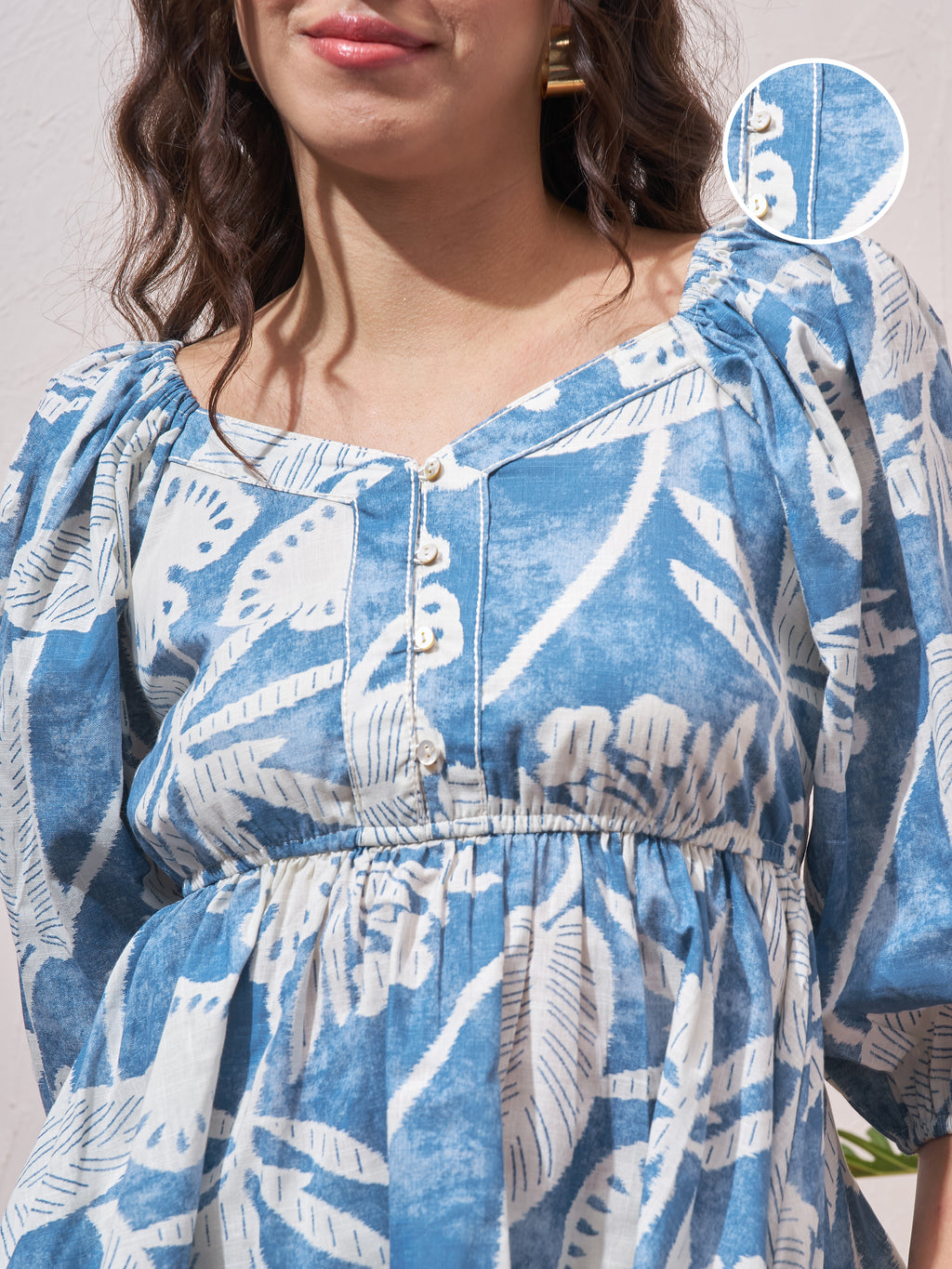Vara By Vishudh Womens Blue Printed Regular Top - Blue - Image 5