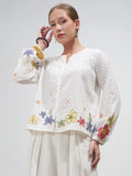Vara By Vishudh Women Off White Embroidered Top - Off White - Image 1