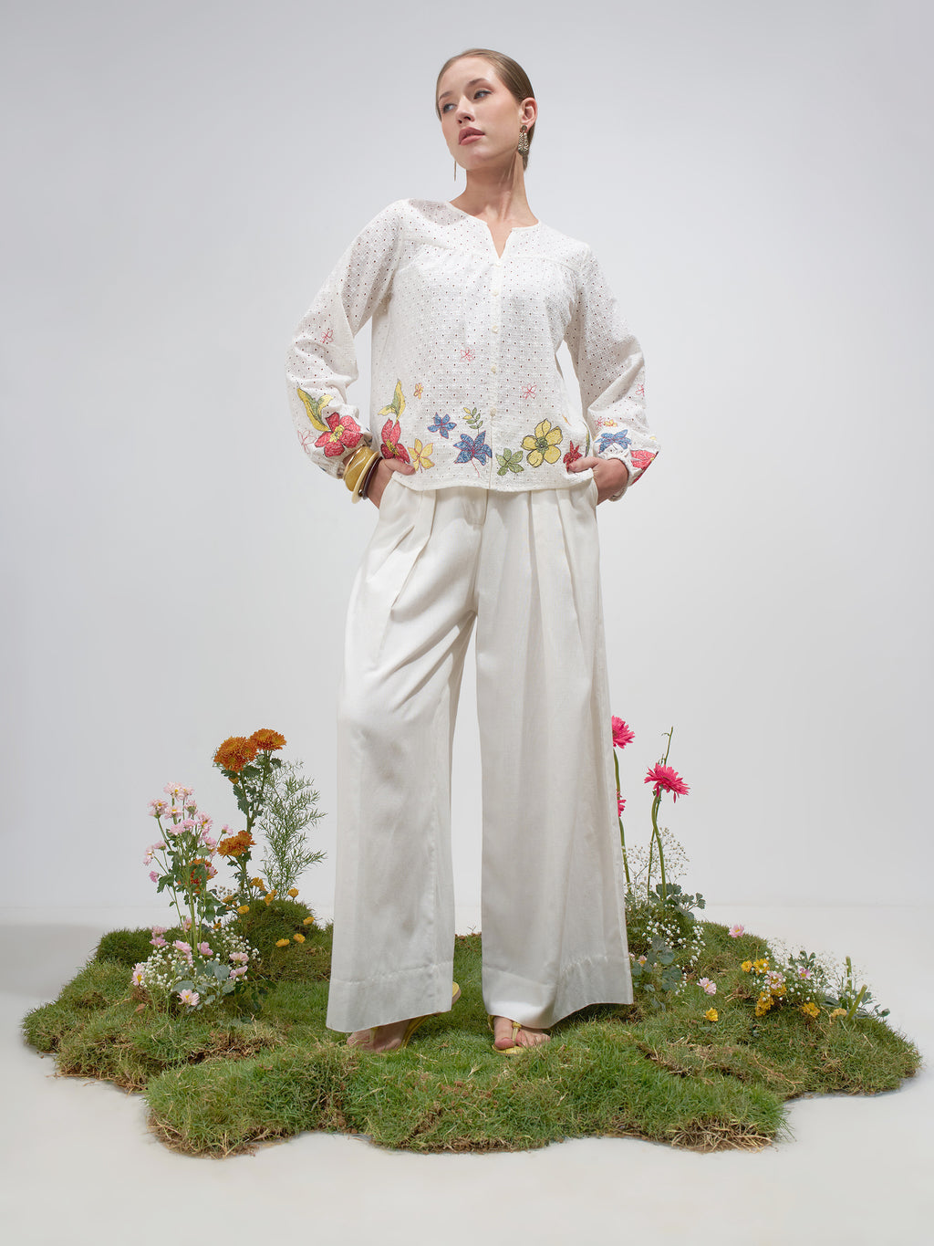 Vara By Vishudh Women Off White Embroidered Top - Off White - Image 2