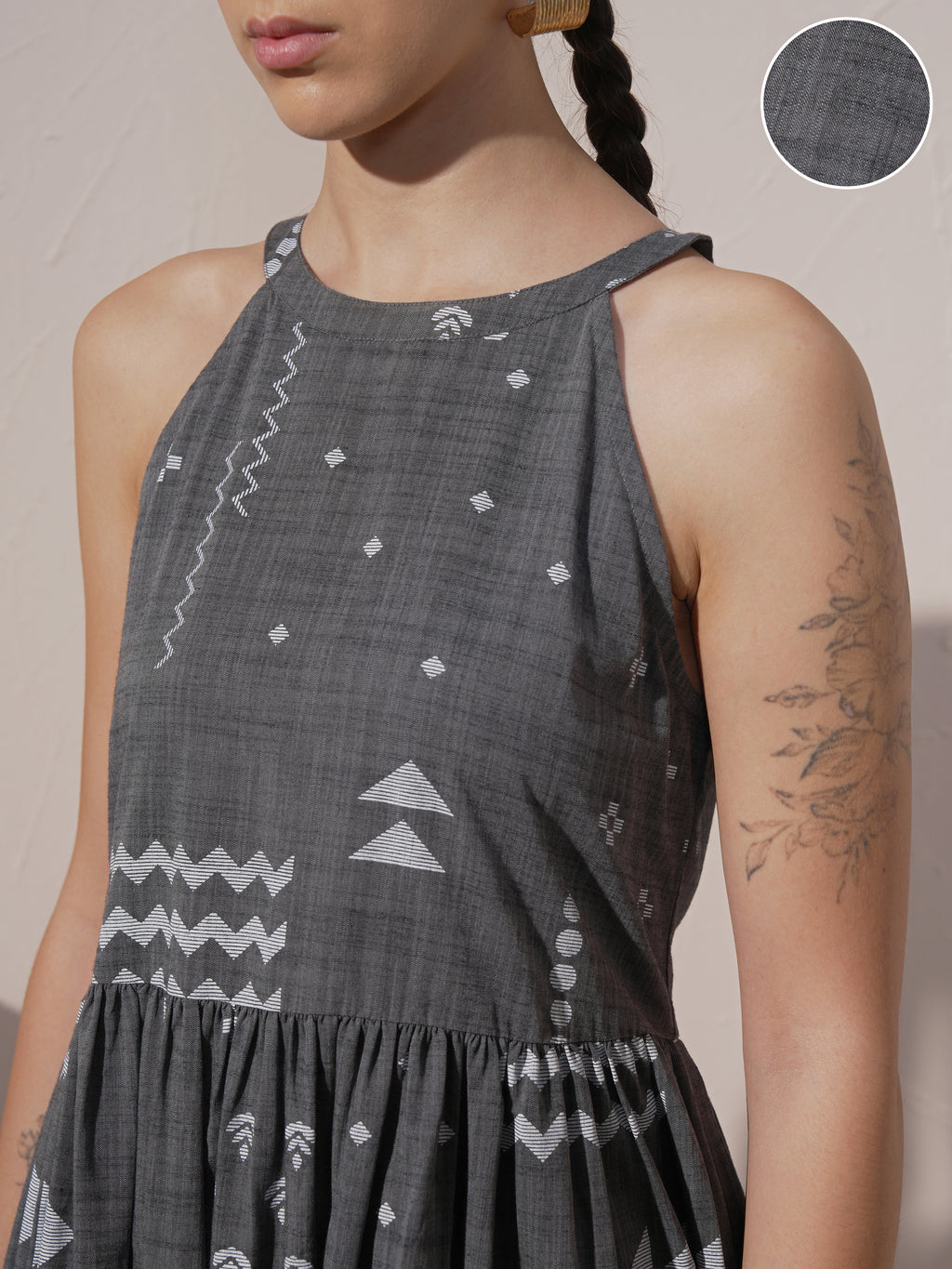 Vara By Vishudh Women Grey Printed Maxi Dress - Grey - Image 5