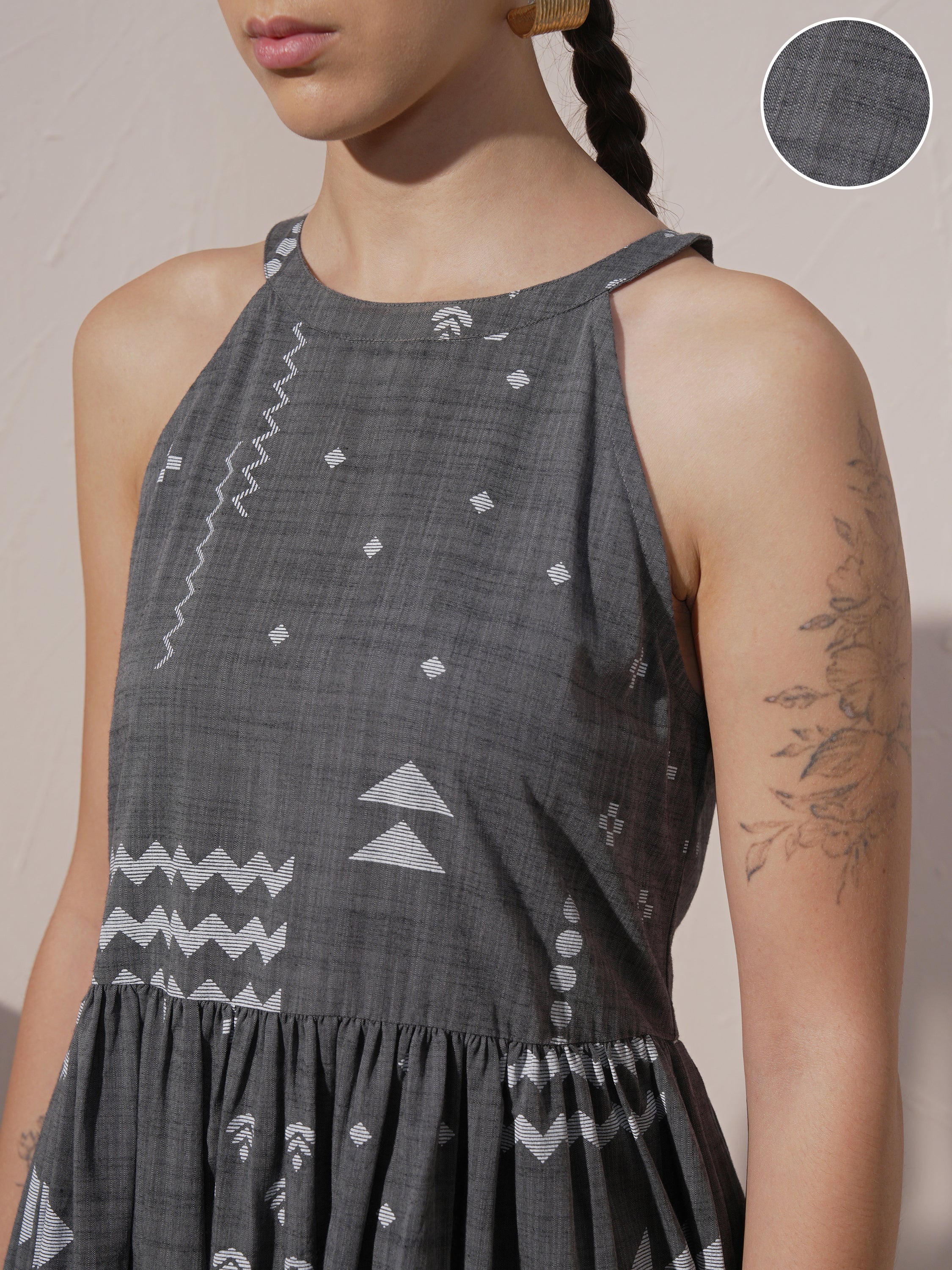 Vara By Vishudh Women Grey Printed Maxi Dress - Grey - Image 5