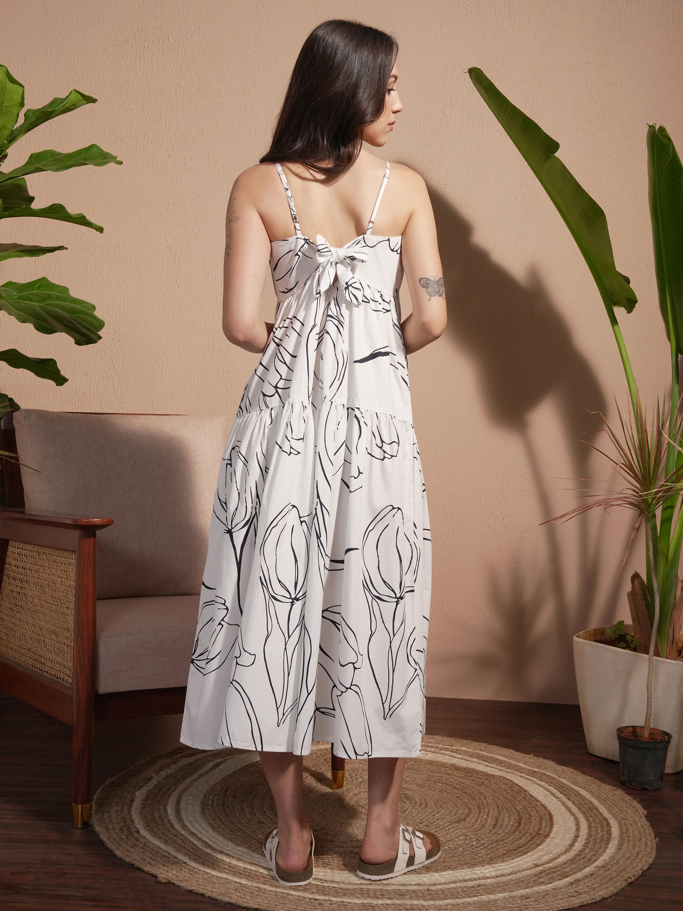Vara By Vishudh Women White Printed A-Line Dress - White - Image 3
