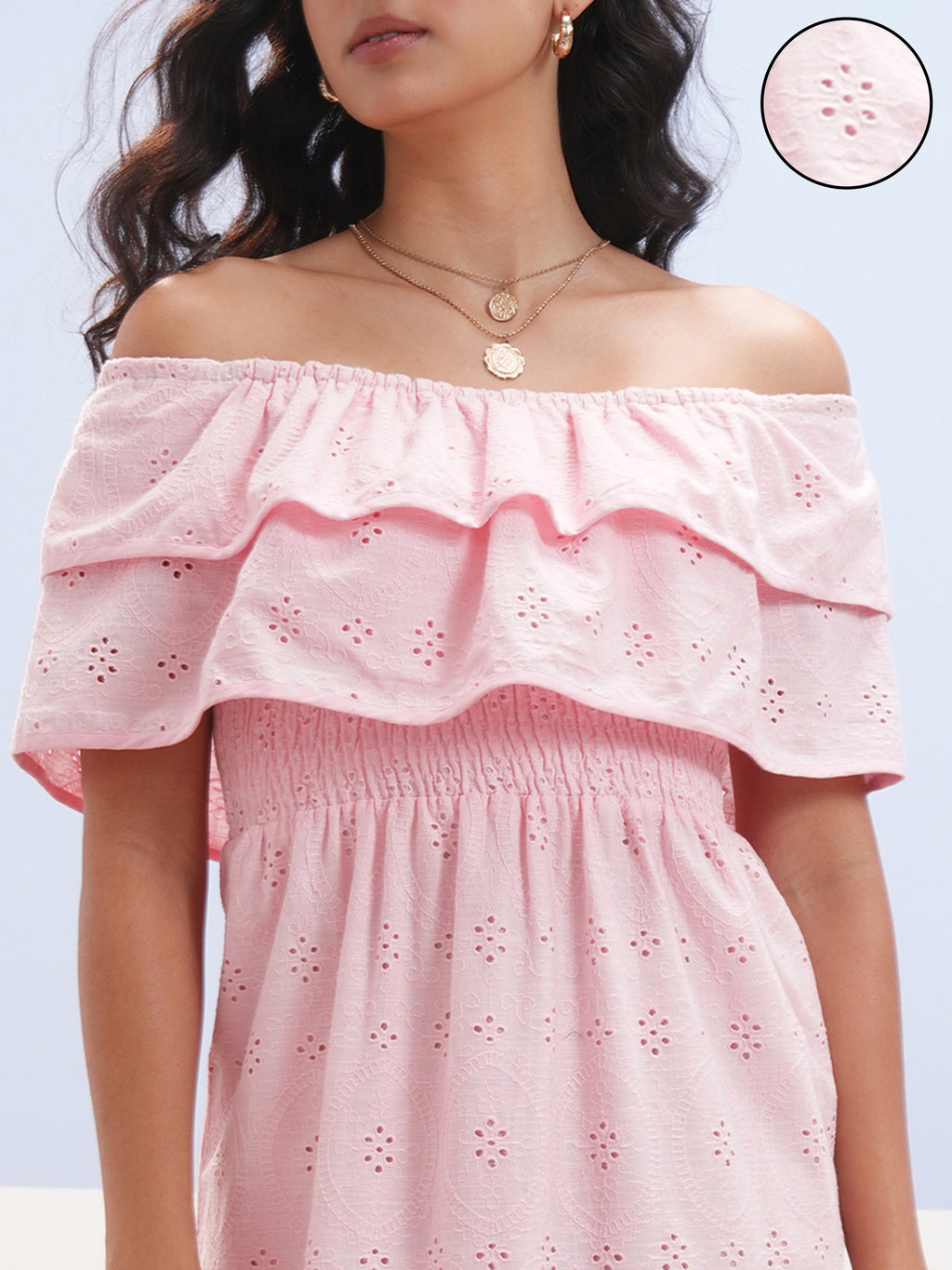 Vara By Vishudh women Pink Embroidered A-Line Dress - Pink - Image 5