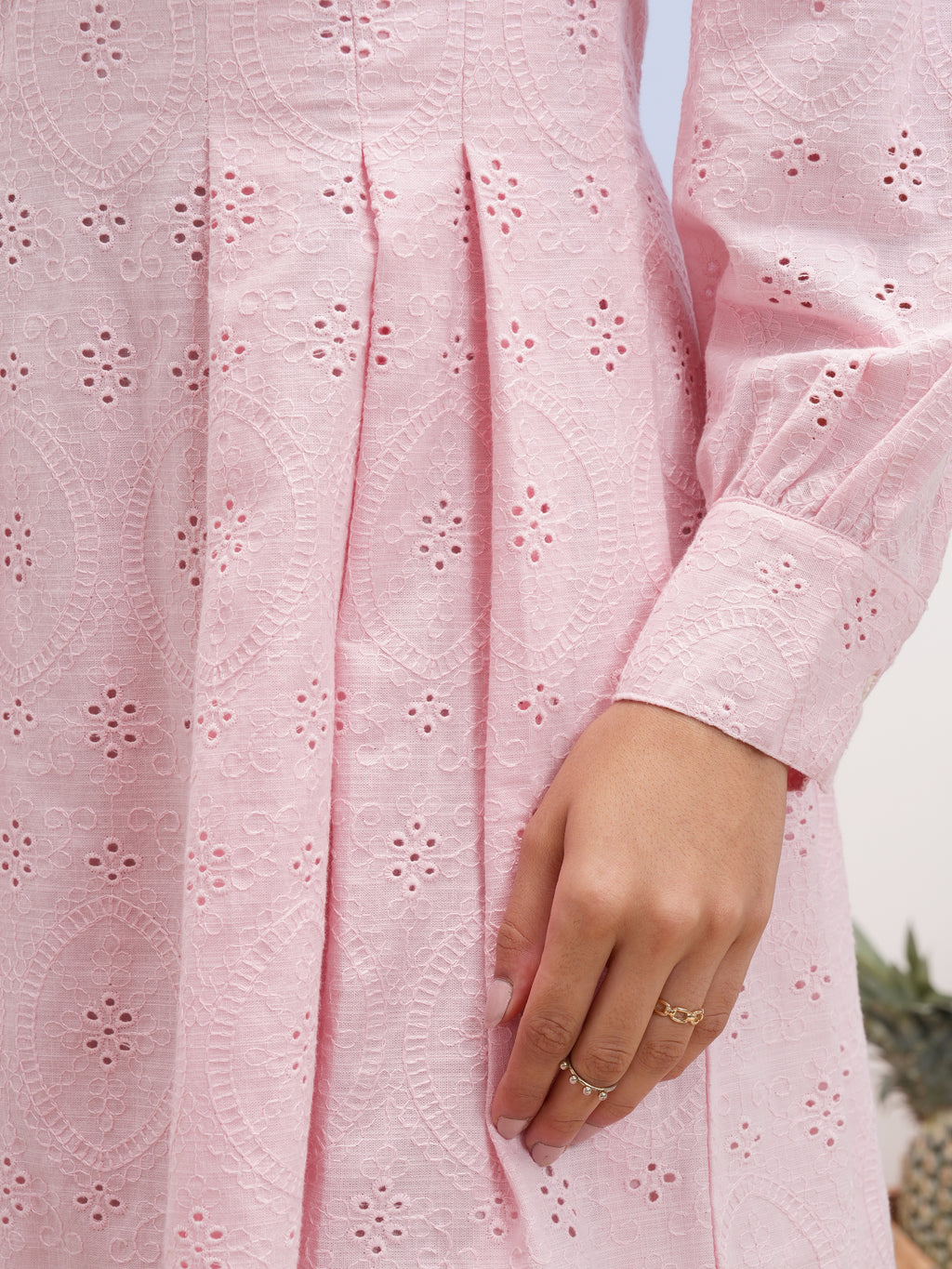 Vara By Vishudh Women Pink Embroidered A-Line Dress - Pink - Image 7