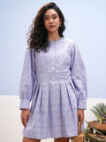 Vara By Vishudh Women Lavender Embroidered A-Line Dress - Lavender - Image 1