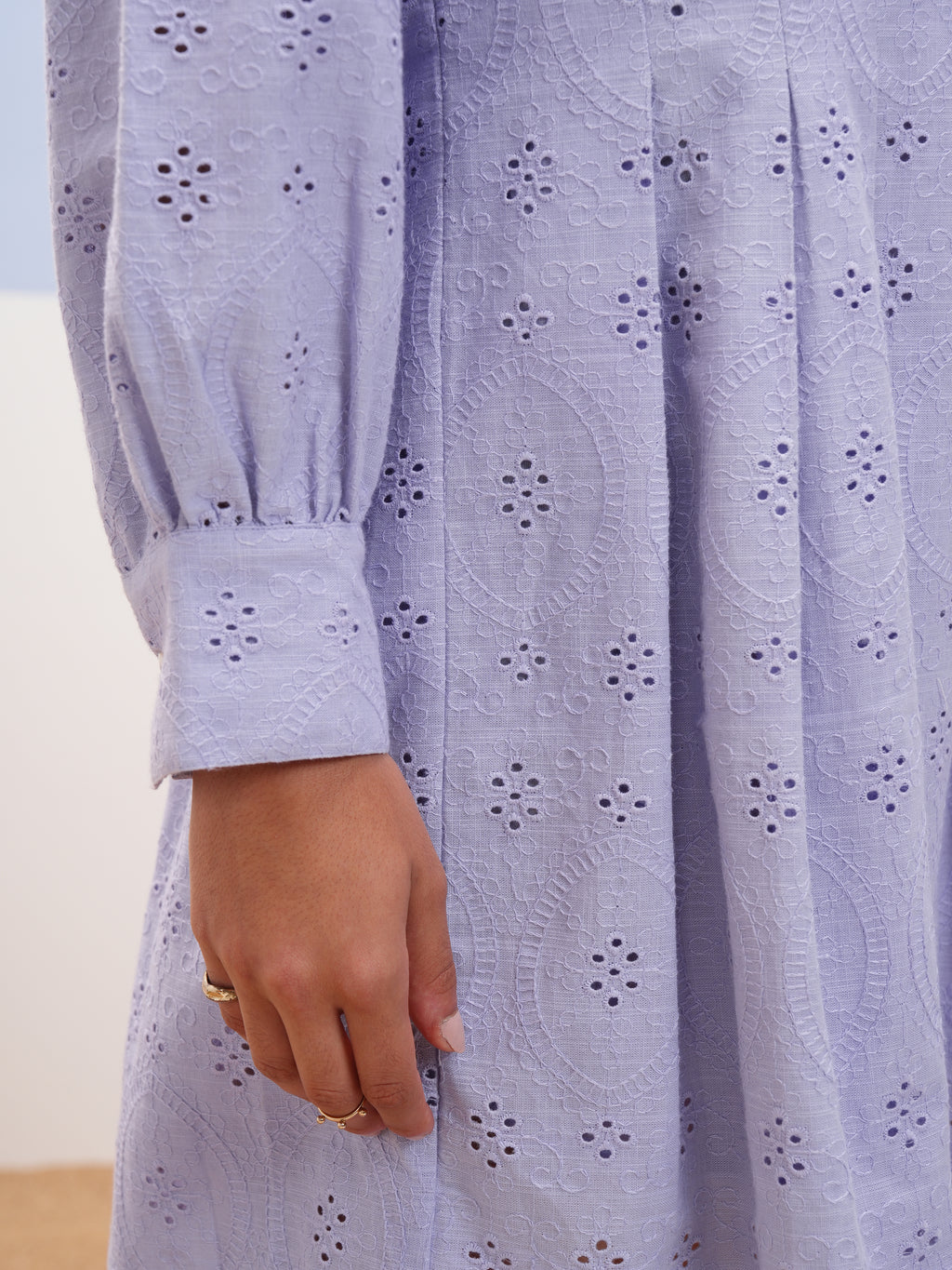 Vara By Vishudh Women Lavender Embroidered A-Line Dress - Lavender - Image 7