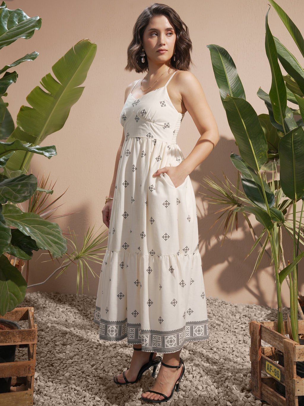 Vara By Vishudh women Off White Printed A-Line Dress - Off White - Image 2