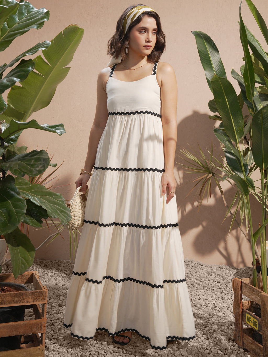 Vara By Vishudh Women Off White Solid A-Line Dress - Off White - Image 1
