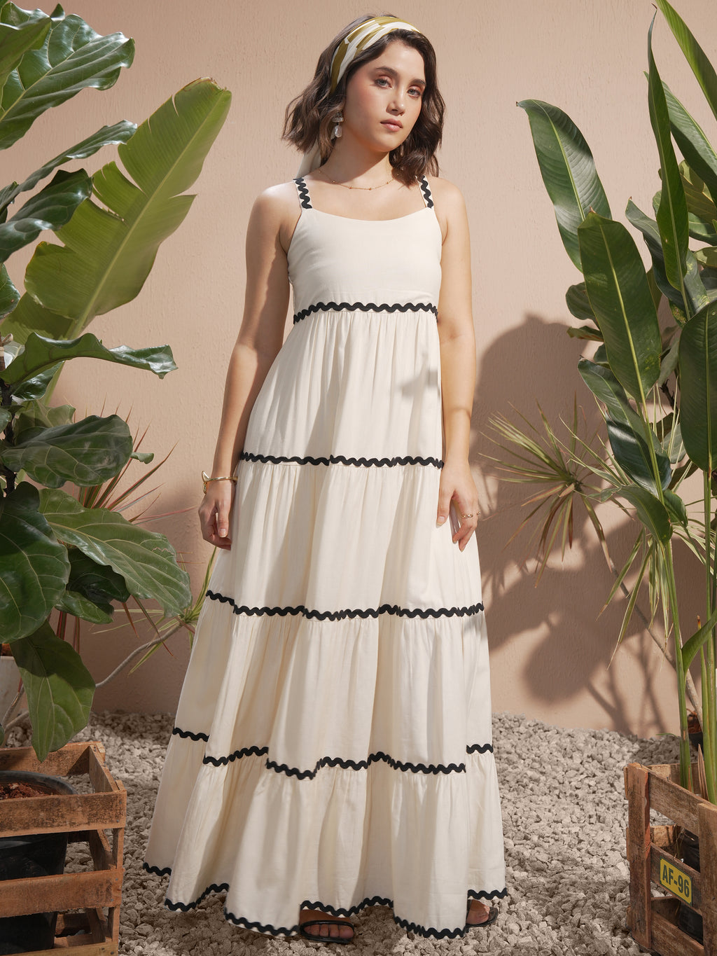 Vara By Vishudh Women Off White Solid A-Line Dress - Off White - Image 4