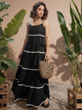 Vara By Vishudh Women Black Solid A-Line Dress - Black - Image 1