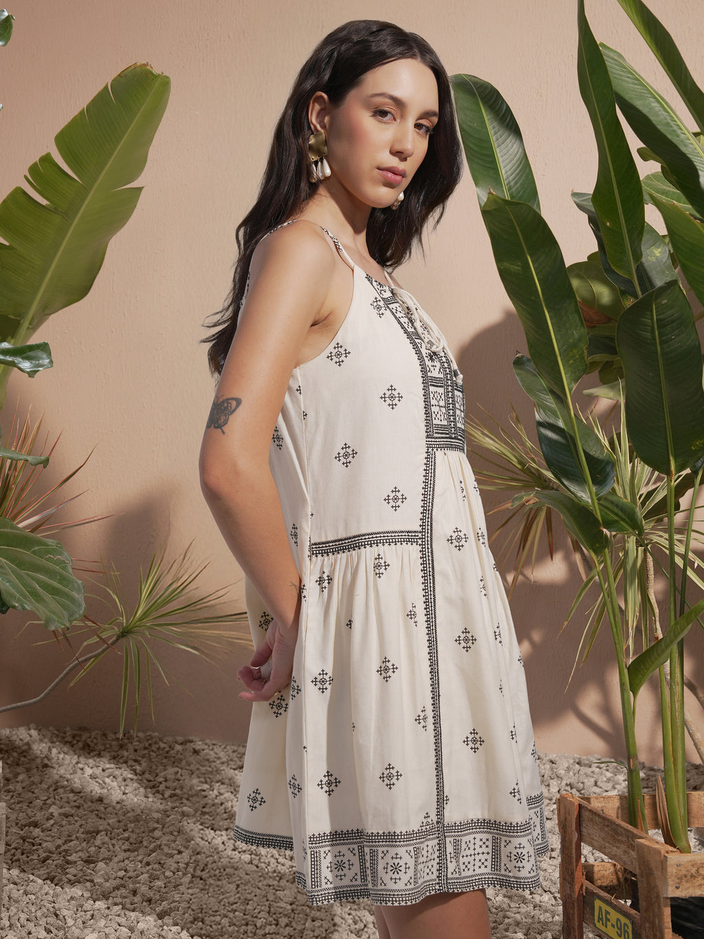 Vara By Vishudh Women Off White Embroidered A-Line Dress - Off White - Image 6