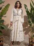 Vara By Vishudh Women Off White Embroidered Maxi Dress - Off White - Image 1