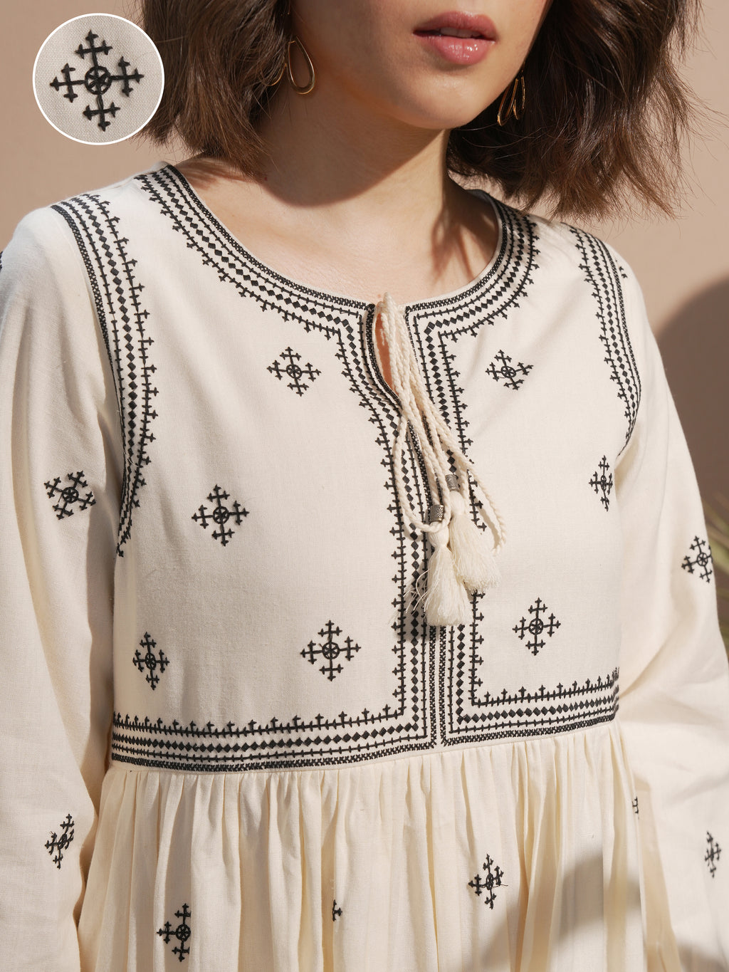 Vara By Vishudh Women Off White Embroidered Maxi Dress - Off White - Image 5