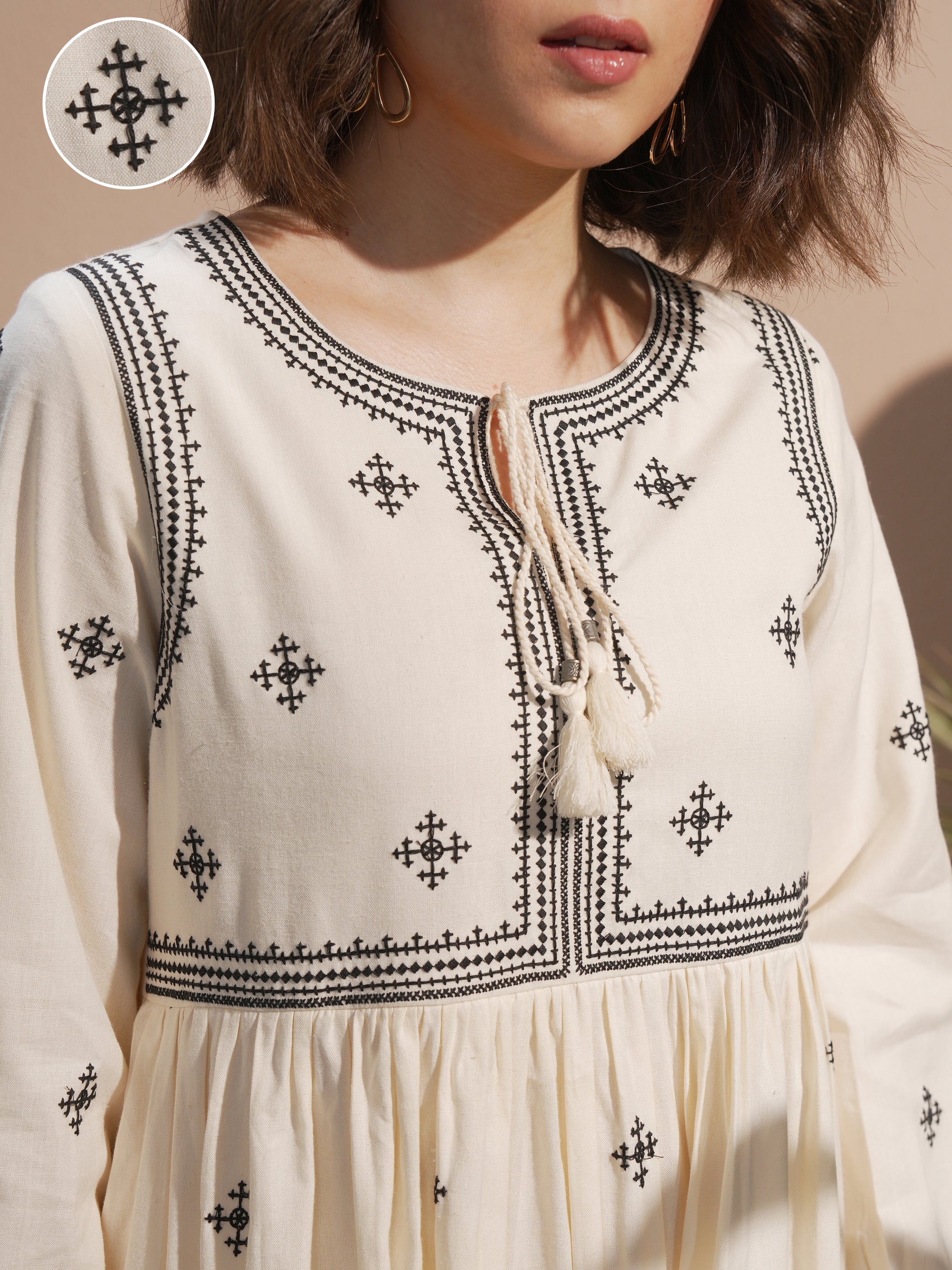 Vara By Vishudh Women Off White Embroidered Maxi Dress - Off White - Image 5