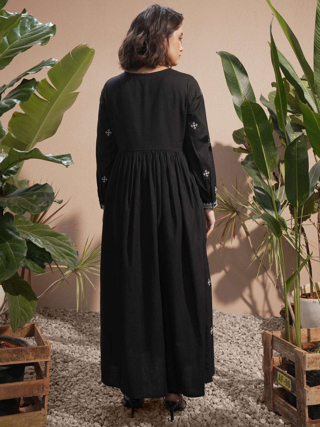 Vara By Vishudh Women Black Embroidered Maxi Dress - Black - Image 3