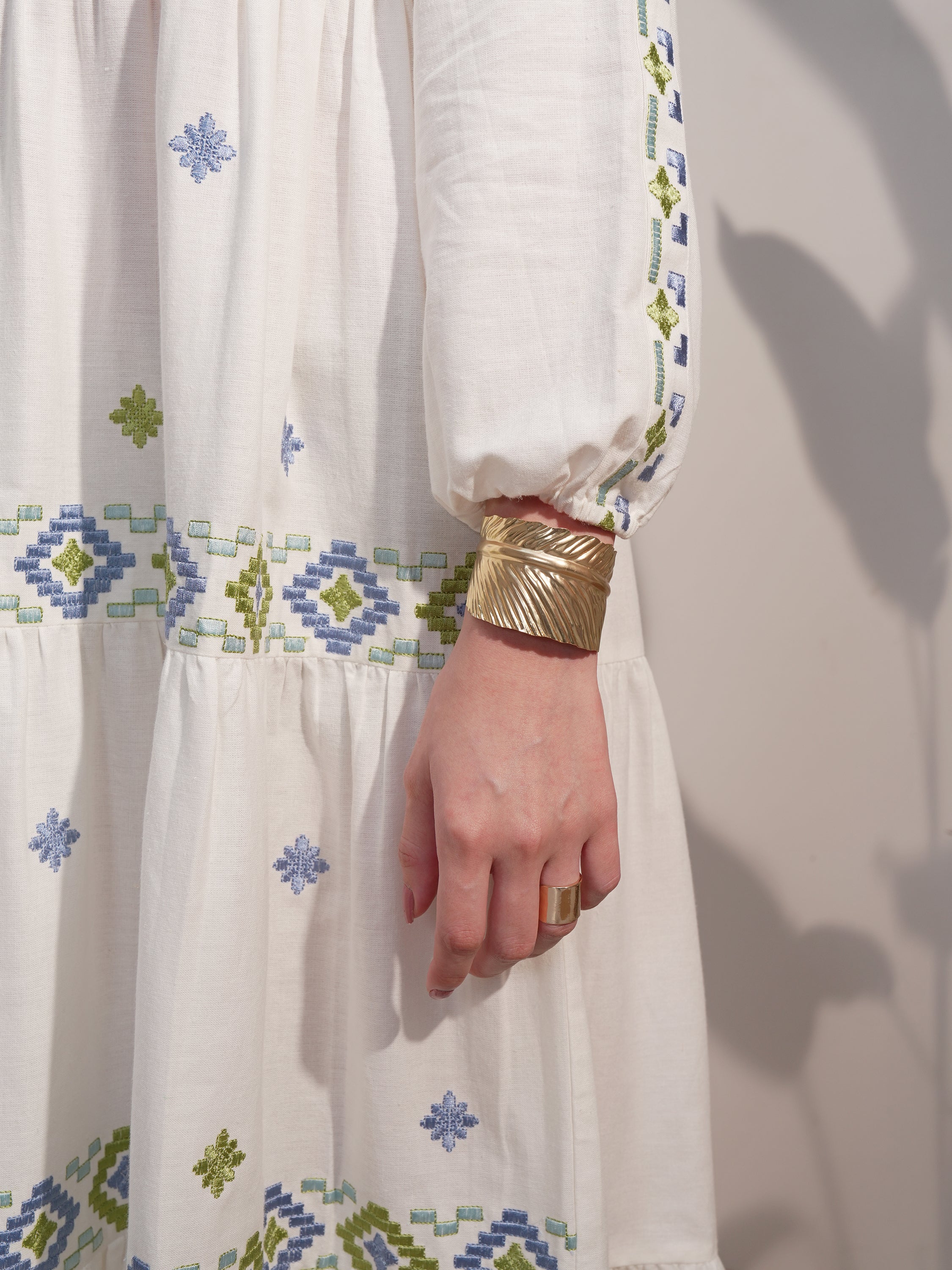 Vara By Vishudh Women White Embroidered A-Line Dress - White - Image 7