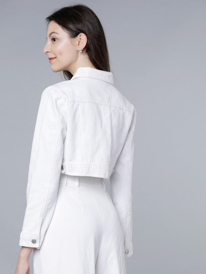 Tokyo Talkies Women White Denim Jacket - White - Image 3