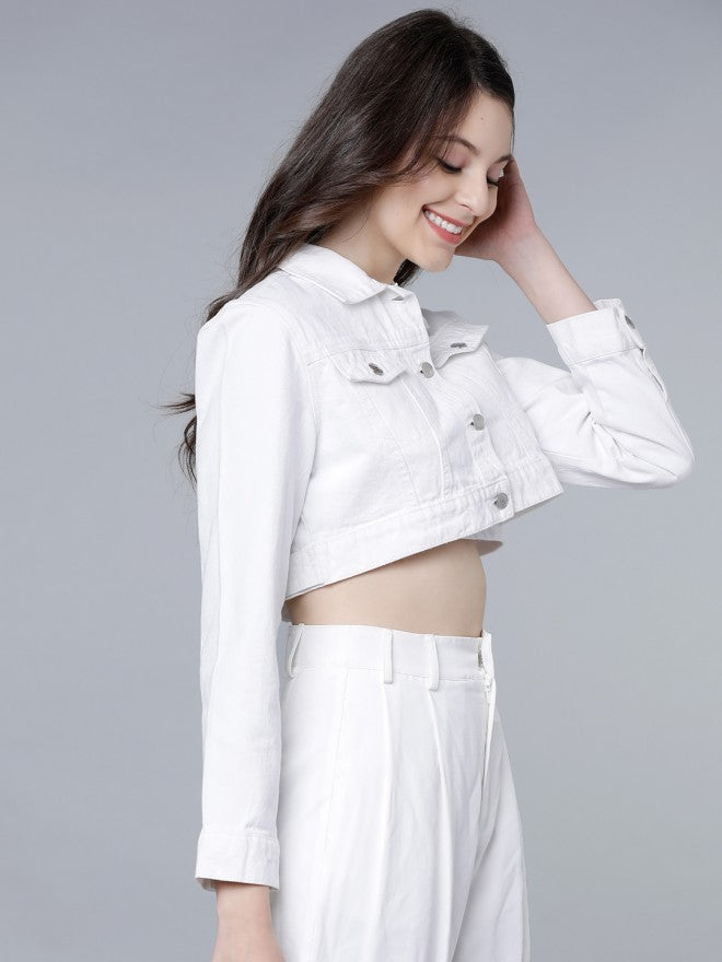 Tokyo Talkies Women White Denim Jacket - White - Image 6