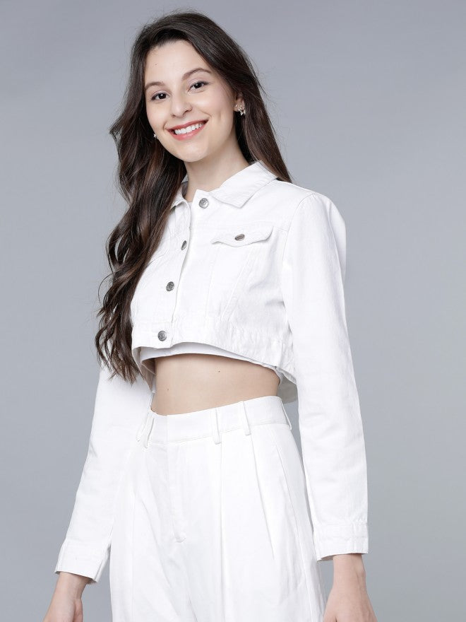 Tokyo Talkies Women White Denim Jacket - White - Image 2