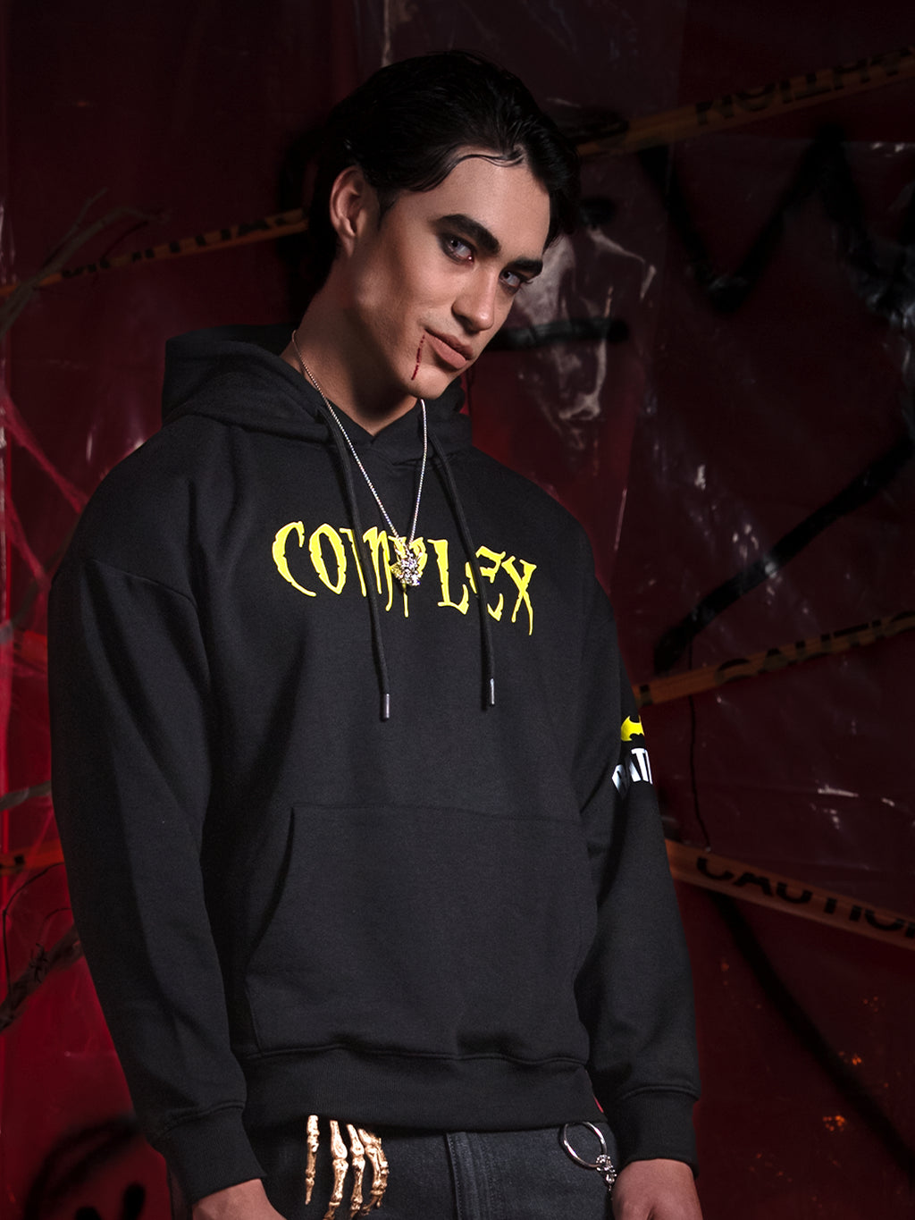 DC By Highlander Men Black Joker Hooded Pullover Sweatshirt - Black - Image 1