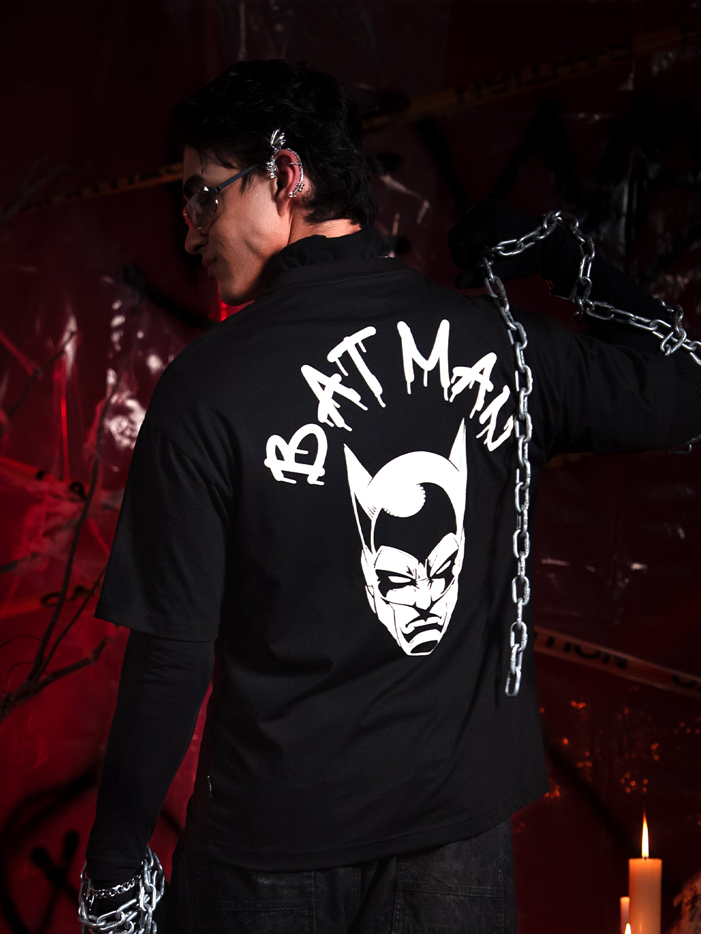 DC By Highlander Men Black Batman Printed Round Neck T-Shirt - Black - Image 2