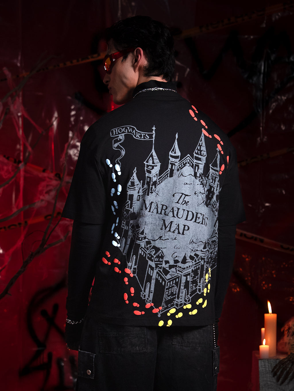 WB By Highlander Men Black Harry Potter Printed Round Neck Oversized Fit T-Shirt - Black - Image 2